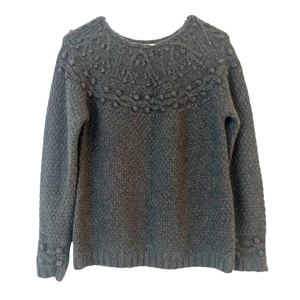 Garnet Hill Shimmering Cabled Cashmere Sweater In Grey Size Women’s Xs